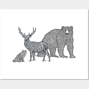 Winter Woodland Animals Xmas Posters and Art